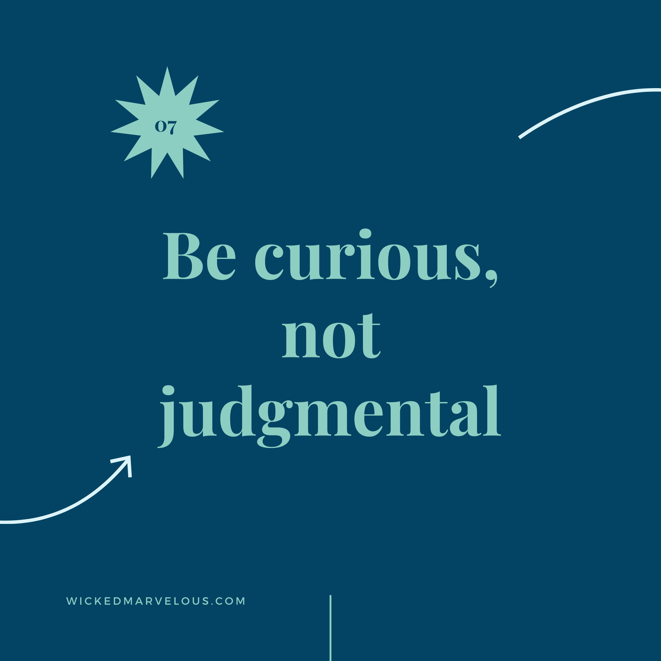 Set against a dark blue backdrop, the light teal phrase 