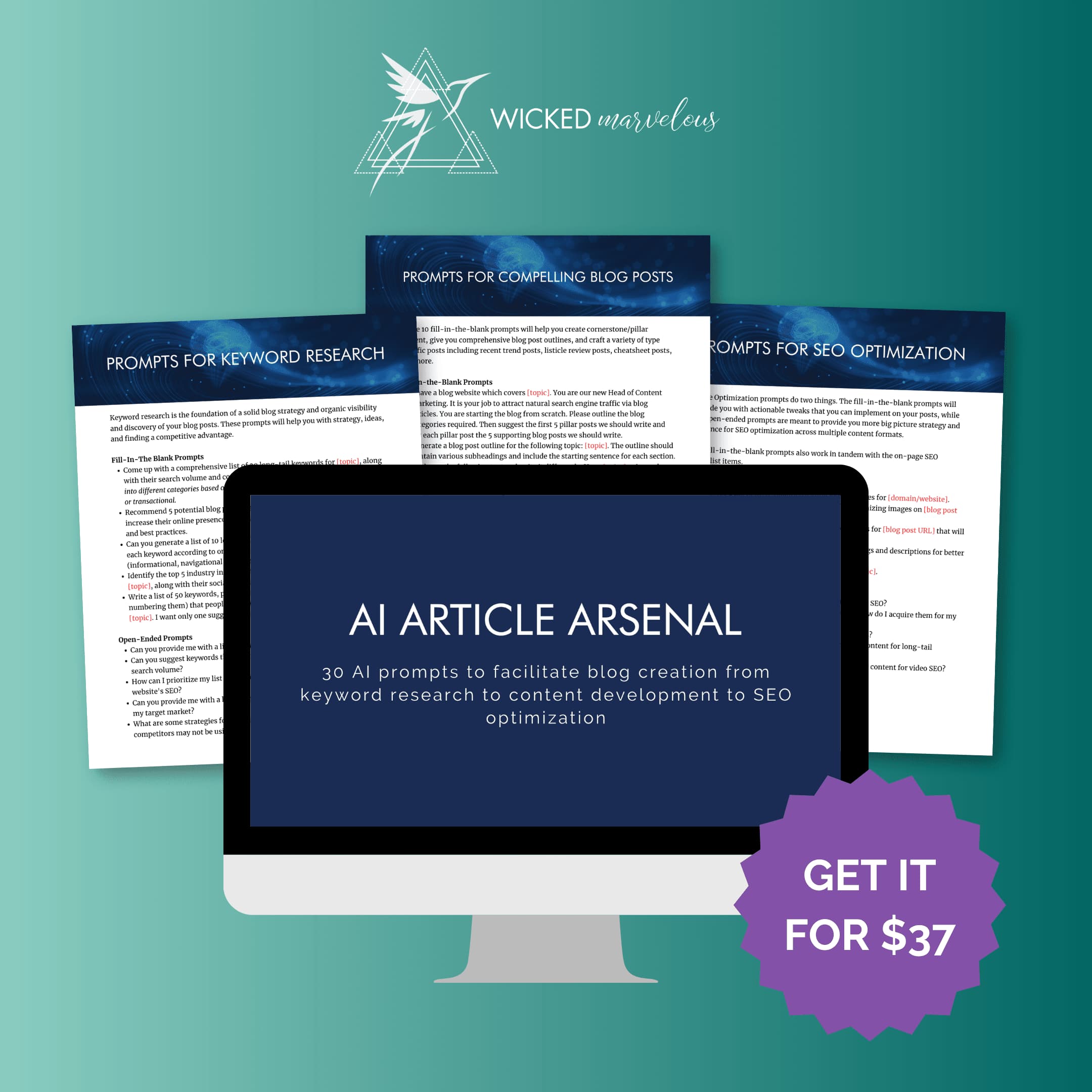 AI Article Arsenal Mockup Promotional graphic for