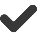 A dark gray checkmark symbol on a light gray background.